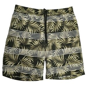 Kirkland Signature Leaf Print Swim Shorts - Green and Yellow